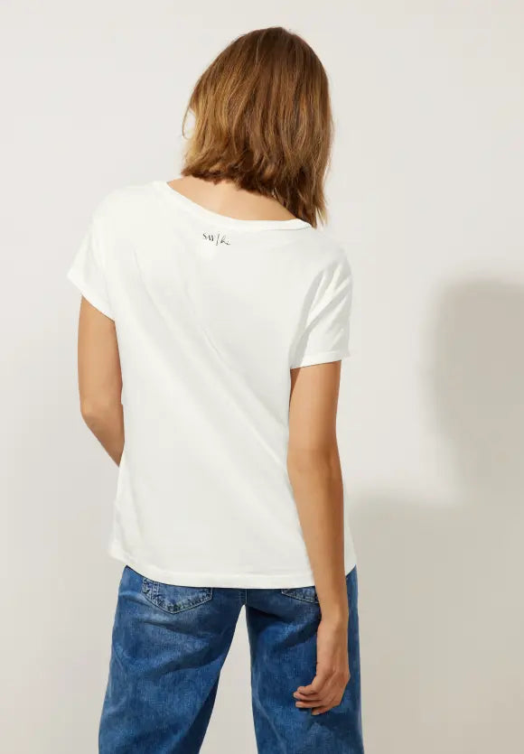 320372- Sequins Design TShirt-Off White- Street One – Fifty Seven Boutique