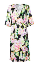 Load image into Gallery viewer, 23150- Puff Sleeve Wrap Dress - Kate Cooper