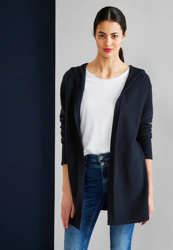 Womens navy 2025 hooded cardigan