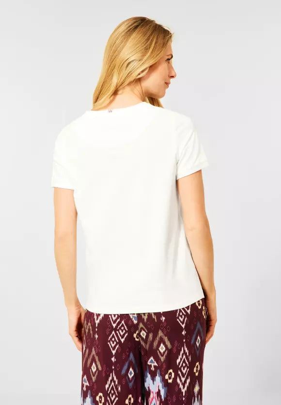317968- Embroidered Vanilla White T-shirt- Cecil – Fifty Seven Boutique