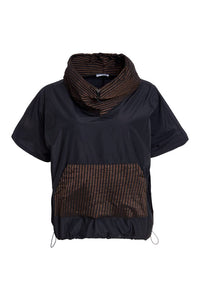 Drawstring Hem Top with Stripped Pocket & Collar - Naya