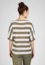 Load image into Gallery viewer, 221601 - Green/White Stripe Short Sleeve Sweater - Rabe
