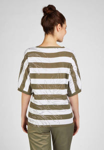 221601 - Green/White Stripe Short Sleeve Sweater - Rabe