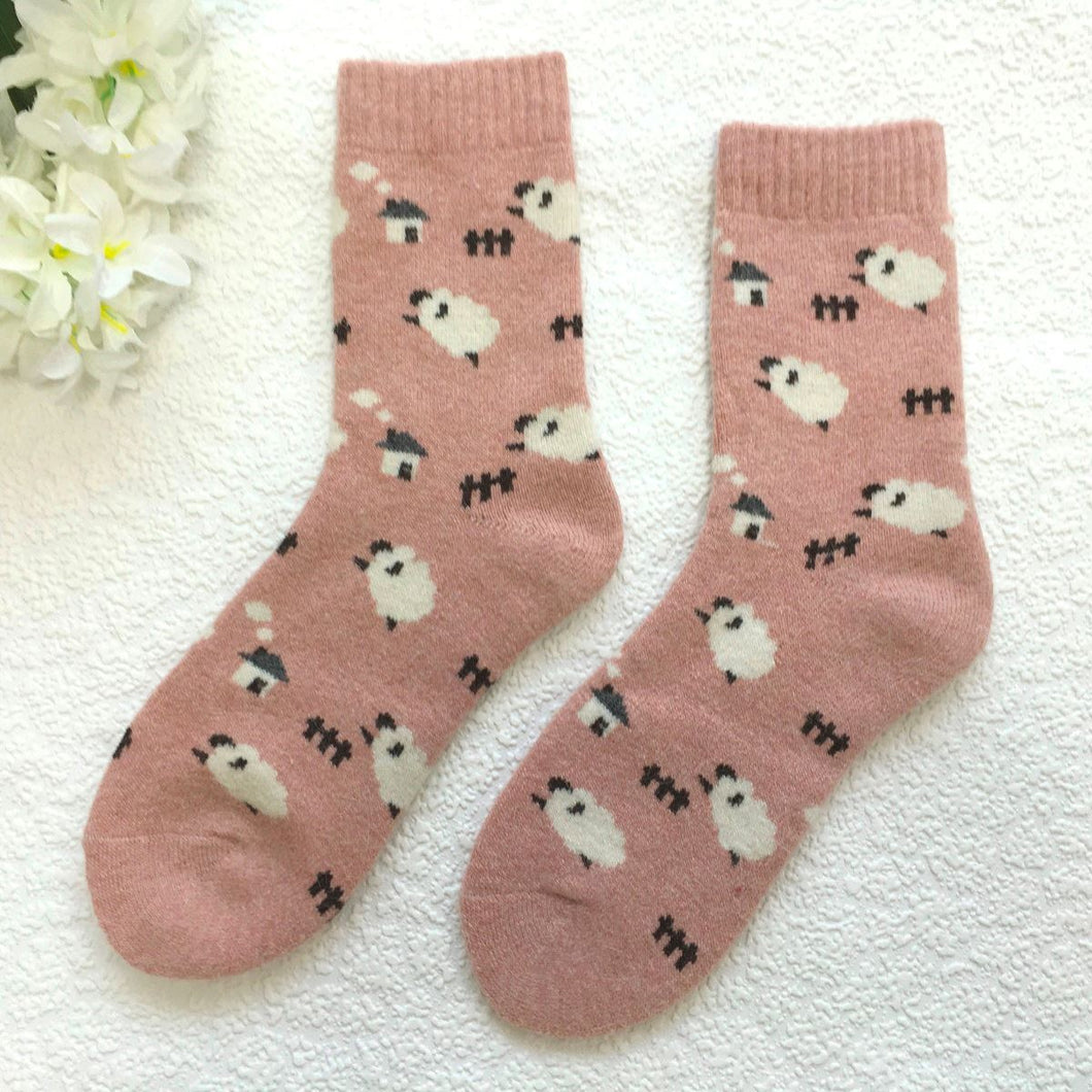 Woolly Sheep Socks - Pink - Reevo