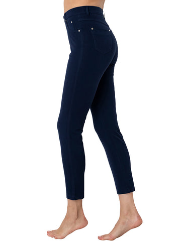 High Waist Slim Fit 7/8 Jeans- Navy - Marble