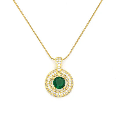T116NMS - Crystal & Emerald Pendant - Knight & Day