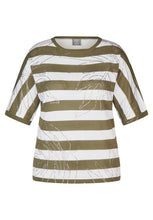 Load image into Gallery viewer, 221601 - Green/White Stripe Short Sleeve Sweater - Rabe