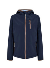 Load image into Gallery viewer, Short Length Navy Jacket with Brown Accents - Soya Concept