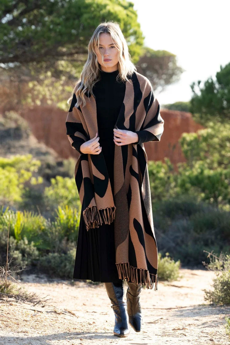 Poncho - Brown - Marble