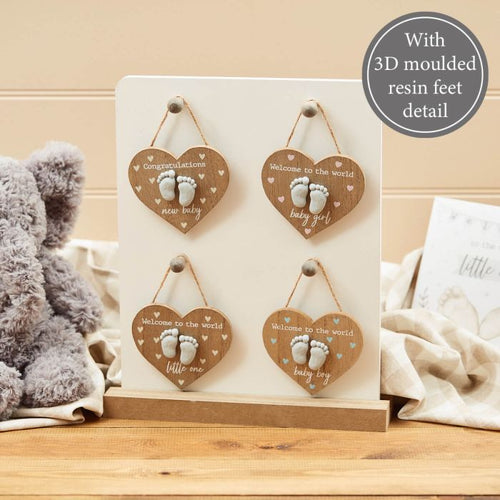 8BY400 - Langs - Baby Feet Pebble Heart Hanger