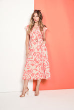 Load image into Gallery viewer, Coral Print Wrap Dress - Tia