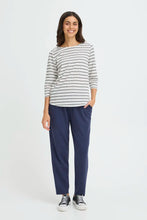 Load image into Gallery viewer, White Tshirt with Navy Stripe - Fransa