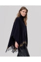 Load image into Gallery viewer, Black Knit Poncho with High Collar - Surkana
