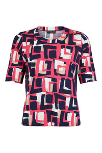 54209 - Pink/Navy Print T-shirt- Habella