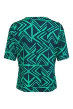 Load image into Gallery viewer, 54392- Green &amp; Navy Print Top - Habella
