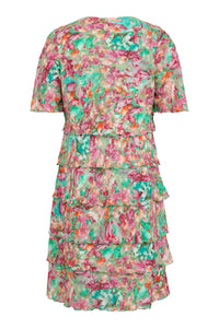 6259- Green Pink Print Dress Dress-Sunday