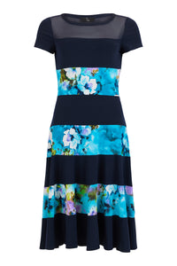 78762-Navy and Floral Print Dress-Tia