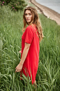 6083 - Tunic Dress - Red  - Sunday