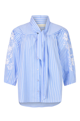 86212 - Striped Blue Shirt with Embroidery - Noen