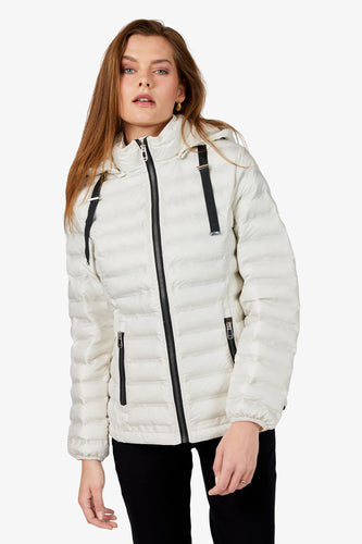 212 - White Padded Jacket with Black Contrast - Fransden
