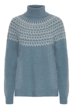 Load image into Gallery viewer, 4514- Roll Neck Print Knit Jumper- Blue- Fransa