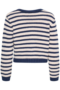 5113- Knitted striped Cardigan- Navy- Fransa