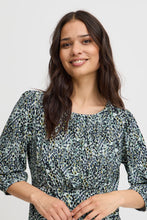 Load image into Gallery viewer, 4159- 3/4 Sleeve Jersey Dress- Green Mix- Fransa