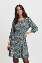 Load image into Gallery viewer, 4159- 3/4 Sleeve Jersey Dress- Green Mix- Fransa