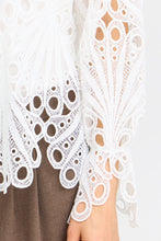 Load image into Gallery viewer, 4548- Lace Pattern Long Sleeve Blouse- White- Fransa