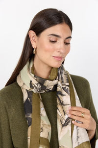 Dark Olive Print Scarf - Soya Concept