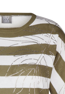 221601 - Green/White Stripe Short Sleeve Sweater - Rabe
