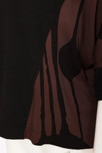 Load image into Gallery viewer, Black &amp; Choko Round Neck Top With Print Sections