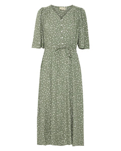 5414 - Dress with Button Detail - Green - Fransa