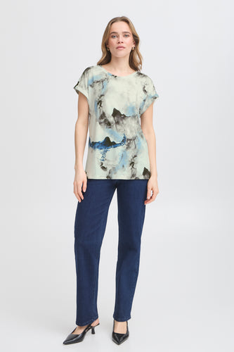 Short Sleeve T-Shirt - Olive Watercolour - Fransa