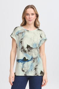 Short Sleeve T-Shirt - Olive Watercolour - Fransa