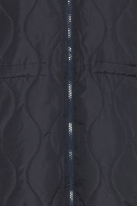 Close-up of a textured black fabric with a zipper running vertically.