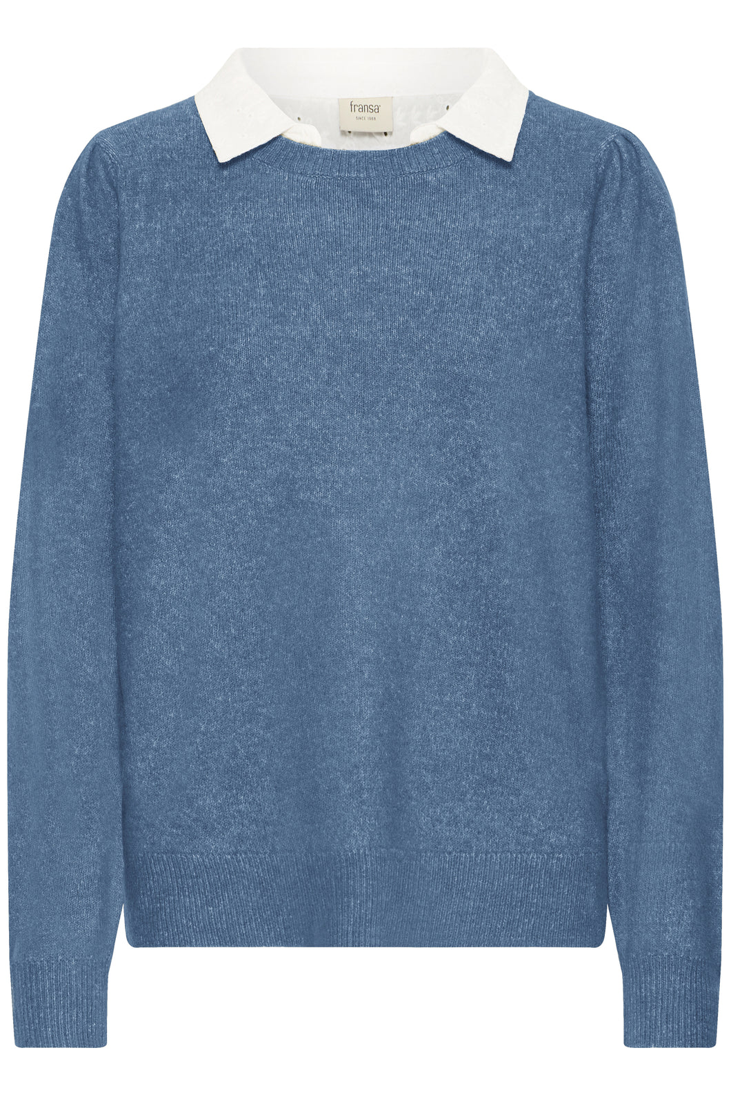Knitted Jumper with Collar - Sea Foam - Fransa