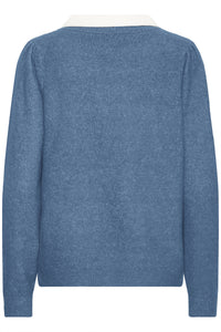 Knitted Jumper with Collar - Sea Foam - Fransa