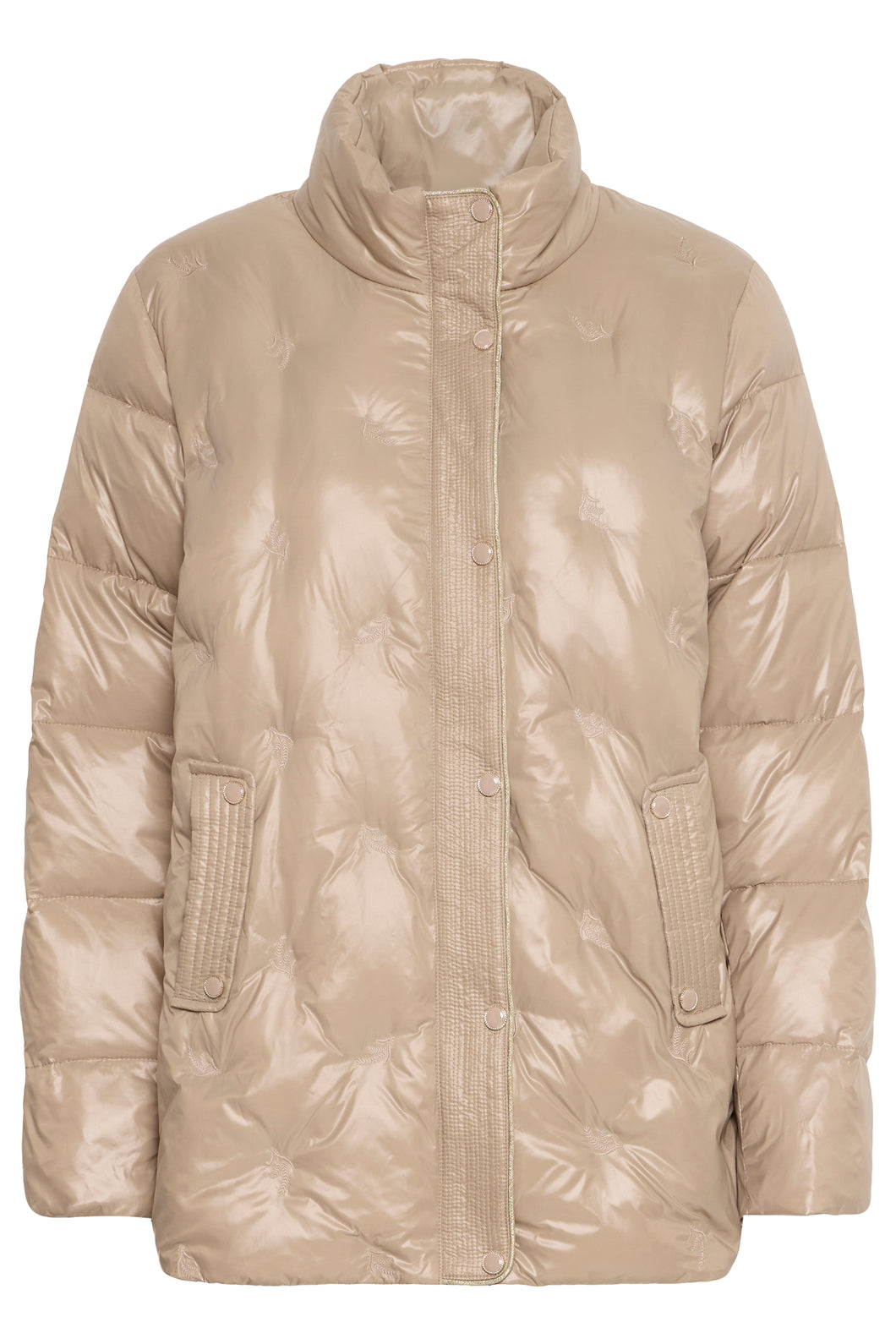 Beige puffer jacket on a white background