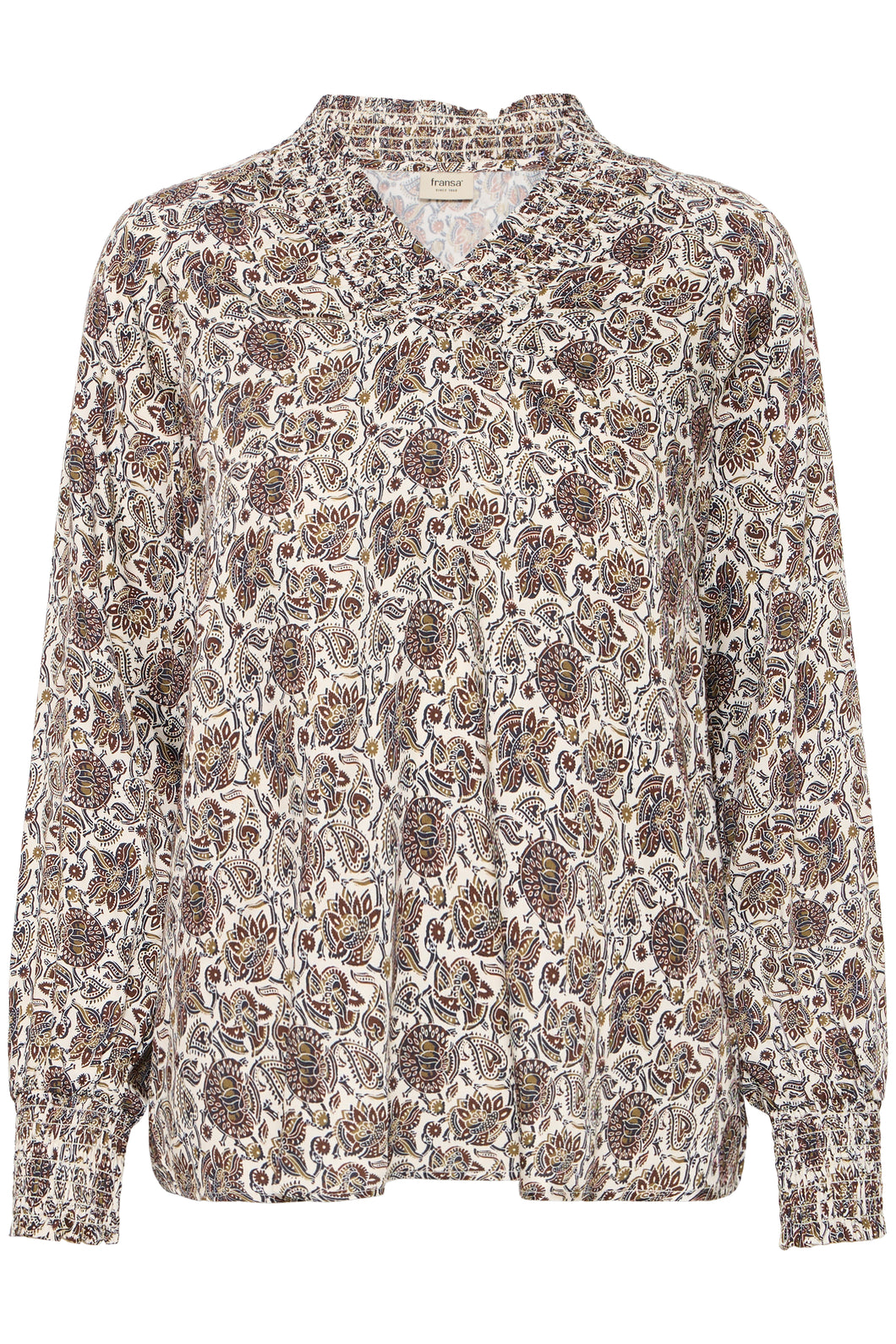 Floral patterned blouse on a white background