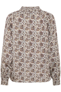 V-Neck Printed Blouse - Cream and Red  -  Fransa