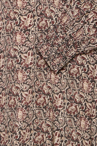 V-Neck Printed Blouse - Black and Cream -  Fransa