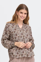 Load image into Gallery viewer, Printed Blouse with Collar - Cream and Red  -  Fransa