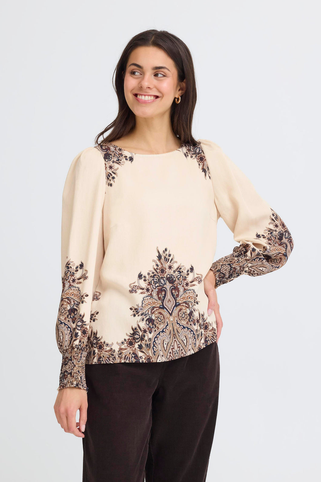Paisley Patterned Blouse - Off-White - Fransa