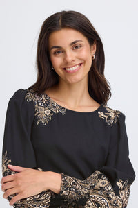 Paisley Patterned Blouse - Black - Fransa