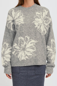 Flower Print Jumper - Grey - B.Young