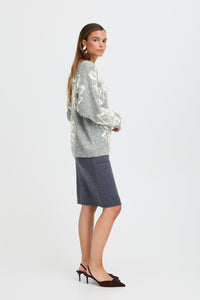 Flower Print Jumper - Grey - B.Young
