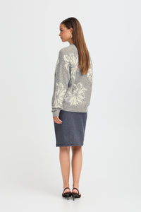 Flower Print Jumper - Grey - B.Young
