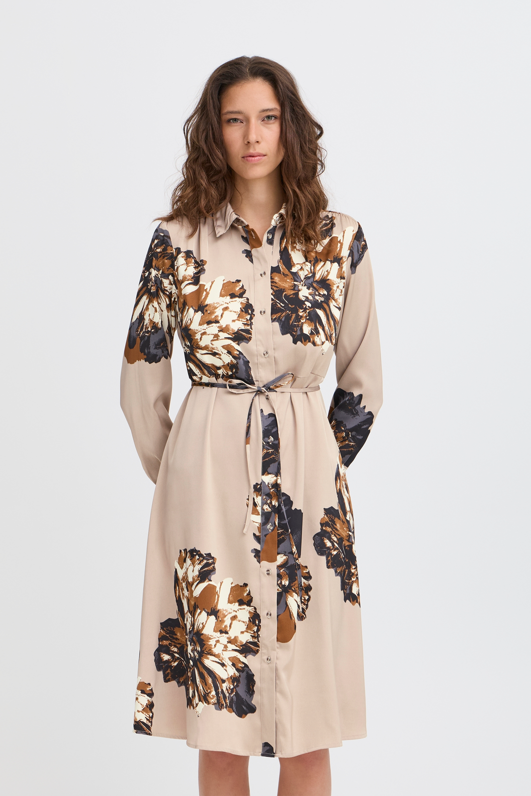 Placement Print Shirt Dress - B.Young