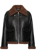 Load image into Gallery viewer, Leather Jacket with Teddy Collar - Fransa